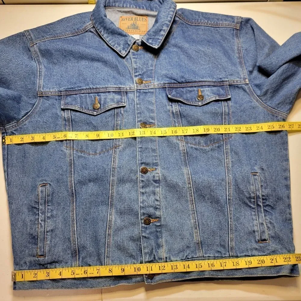 Mississippi River Blues Vintage 90s Classic Blue Jean Denim Trucker Jacket XL